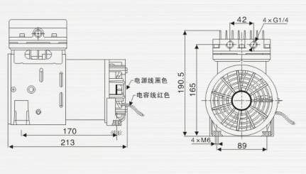 臺冠JP-140S壓縮泵外觀尺寸圖